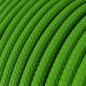 Lampe à suspendre type baladeuse porte-douille métal lisse Perle noire de Tahiti - Câble textile Vert Lime effet soie