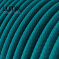 Lampe à suspendre type baladeuse porte-douille métal lisse Perle noire de Tahiti - Câble textile bleu Lagon coton Lampe à suspendre type baladeuse porte-douille métal lisse Perle noire de Tahiti - Câble textile bleu Lagon coton