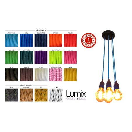 Nuancier couleur et style de câble pour suspension grappe
