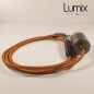 Lampe à suspendre type baladeuse porte-douille métal lisse Inox satiné - Câble textile Whiskey effet soie Lampe à suspendre type baladeuse porte-douille métal lisse Inox satiné - Câble textile Whiskey effet soie