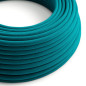 Lampe à suspendre type baladeuse porte-douille métal lisse Inox satiné - Câble textile Bleu Lagon coton Lampe à suspendre type baladeuse porte-douille métal lisse Inox satiné - Câble textile Bleu Lagon coton