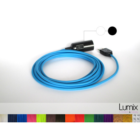 Lampe baladeuse E27 avec interrupteur à personnaliser - câble textile, douille bakélite lisse