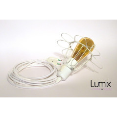 Lampe baladeuse E27 avec interrupteur à personnaliser - câble textile, douille bakélite et cage acier