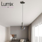 Suspension simple porte-douille et rosace inox satiné Suspension simple porte-douille et rosace inox satiné