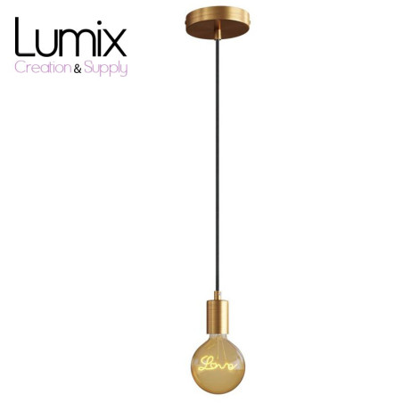 Suspension simple porte-douille et rosace bronze satiné