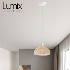 Suspension simple porte-douille et rosace métal blanc - Dispositif à bague pour montage abat-jour de votre choix