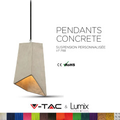 Suspension abat-jour béton forme prisme