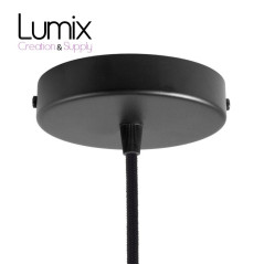 Suspension simple porte-douille lisse et rosace métal noir - Douille E27