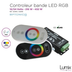 Controleur bande RGB (multicouleur) 12V/216 Watts ou 24V/432 Watts