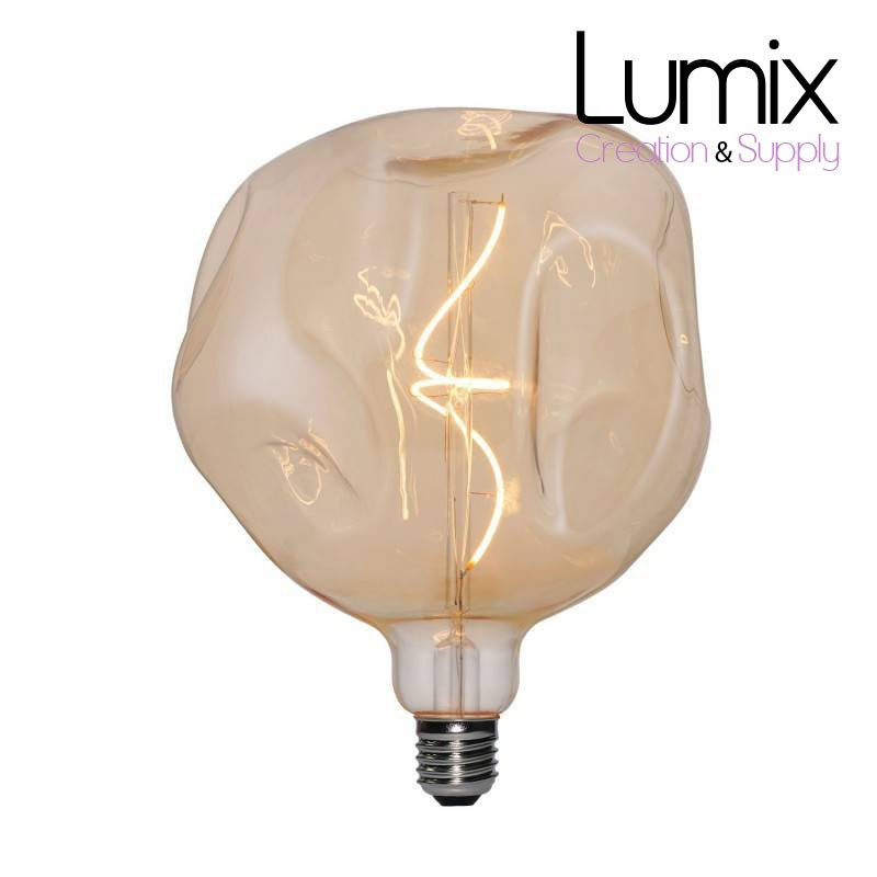Ampoule LED Globe Dorée Cabossée G180 Filament en Spiral 5W E27 Dimmable 2000K