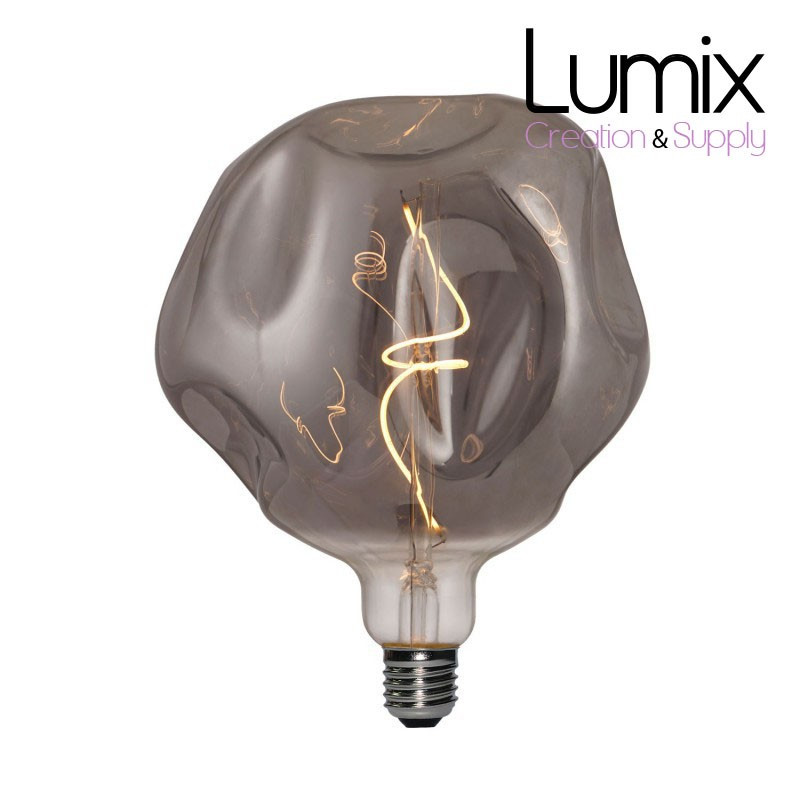 Ampoule LED Globe Smoky Cabossée G180 Filament en Spiral 5W E27 Dimmable 2000K