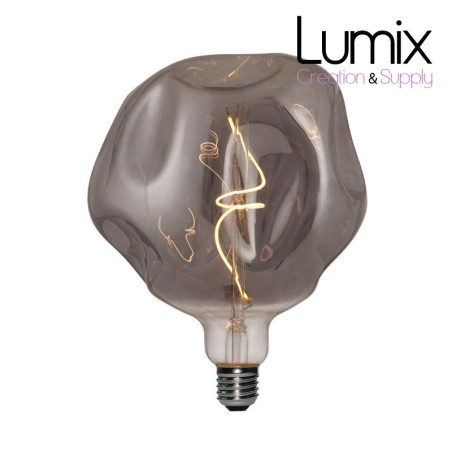Ampoule LED Globe Smoky Cabossée G180 Filament en Spiral 5W E27 Dimmable 2000K