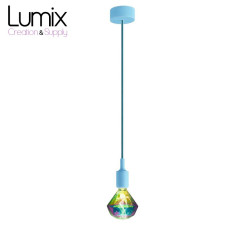 Suspension simple porte-douille et rosace silicone Bleu Clair