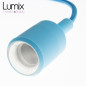 Suspension simple porte-douille et rosace silicone Bleu Clair