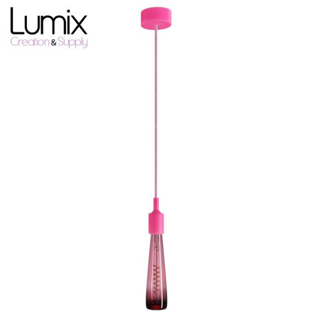 Suspension simple porte-douille et rosace silicone Fuschia