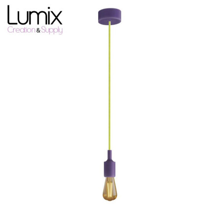 Suspension simple porte-douille et rosace silicone Violet