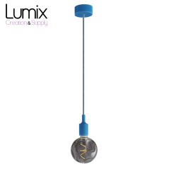 Suspension simple porte-douille et rosace silicone Bleu
