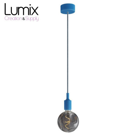 Suspension simple porte-douille et rosace silicone Bleu