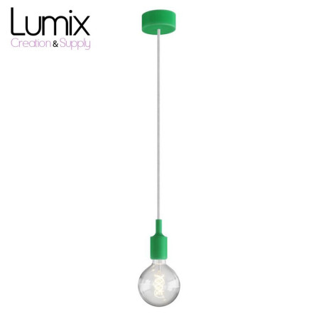Suspension simple porte-douille et rosace silicone Vert