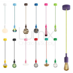 Suspension simple porte-douille et rosace silicone Vert
