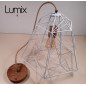 Commande privée : 1 suspension cage métal blanc XL Apollo - porte-douille et rosace plafond bois chêne blanc Commande privée : 1 suspension cage métal blanc XL Apollo - porte-douille et rosace plafond bois chêne blanc