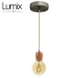 Suspension prestige porte-douille bombé bois chêne blanc et rosace métal inox satiné Suspension prestige porte-douille bombé bois chêne blanc et rosace métal inox satiné