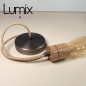 Suspension prestige porte-douille cylindrique bois chêne blanc et rosace métal inox satiné Suspension prestige porte-douille cylindrique bois chêne blanc et rosace métal inox satiné