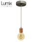Suspension prestige porte-douille cylindrique bois chêne blanc et rosace métal inox satiné Suspension prestige porte-douille cylindrique bois chêne blanc et rosace métal inox satiné