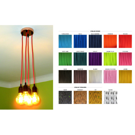 Suspension grappe 4 douilles et nuancier des fils