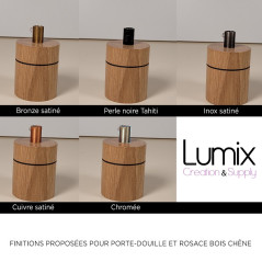 Finitions métal passe-câble (photo avec douille cylindrique bois chêne blanc)