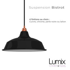 Suspension Bistrot métal revêtement extérieur émail noir