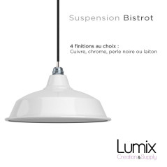 Suspension Bistrot métal revêtement extérieur émail blanc