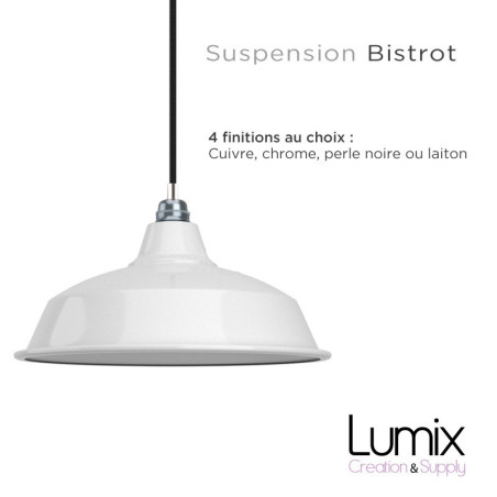 Suspension Bistrot métal revêtement extérieur émail blanc