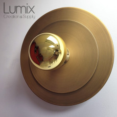 Applique murale ou en plafonnier double disque métal HELIOS doré diam max 30 cm