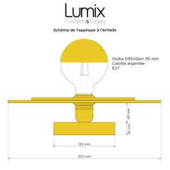Applique murale ou en plafonnier double disque métal HELIOS doré diam max 30 cm