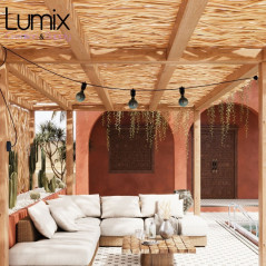 Guirlande fixe 5 mètres pour l'extérieur 3 lampes IP65 - Kit monté
