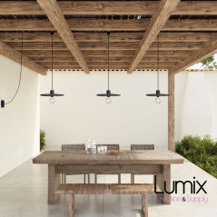 Vue d'ensemble 3 lampes IP65 avec rendu abat-jour disque