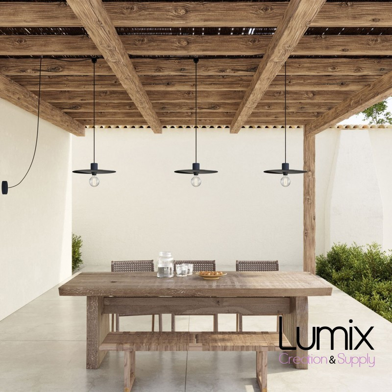 Guirlande fixe 6,5 mètres pour l'extérieur 3 lampes IP65 - Kit monté Guirlande fixe 6,5 mètres pour l'extérieur 3 lampes IP65 - Kit monté