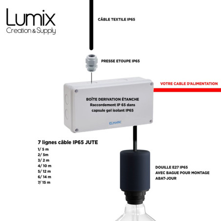 PRIVÉE PRO - Luminaire pour l'extérieur à 7 lampes multiples à suspendre - IP65