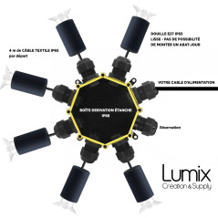 Luminaire en Suspension 6 lampes pour l'extérieur - Branchement en étoile IP65