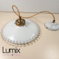 Suspension verre Opaline dentelée E14 - Verre souffé ancien année 1930 Suspension verre Opaline dentelée E14 - Verre souffé ancien année 1930