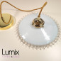 Suspension verre Opaline dentelée douille B22 - Verre soufflé ancien année 1930 Suspension verre Opaline dentelée douille B22 - Verre soufflé ancien année 1930