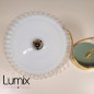 Suspension verre Opaline dentelée douille B22 - Verre soufflé ancien année 1930 Suspension verre Opaline dentelée douille B22 - Verre soufflé ancien année 1930