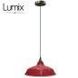 Suspension Bistrot métal rouge extérieur et blanc émaillé intérieur - Code RAL au choix Suspension Bistrot métal rouge extérieur et blanc émaillé intérieur - Code RAL au choix