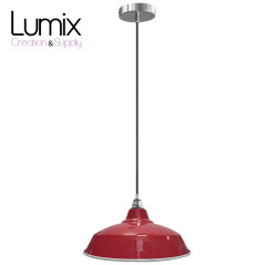 Suspension Bistrot métal rouge finition chromée
