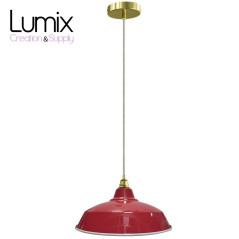 Suspension Bistrot métal rouge finition laiton