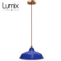 Suspension Bistrot métal Bleu extérieur et blanc émaillé intérieur - Code RAL au choix Suspension Bistrot métal Bleu extérieur et blanc émaillé intérieur - Code RAL au choix