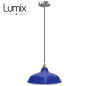 Suspension Bistrot métal Bleu extérieur et blanc émaillé intérieur - Code RAL au choix Suspension Bistrot métal Bleu extérieur et blanc émaillé intérieur - Code RAL au choix