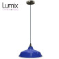 Suspension Bistrot métal Bleu extérieur et blanc émaillé intérieur - Code RAL au choix Suspension Bistrot métal Bleu extérieur et blanc émaillé intérieur - Code RAL au choix