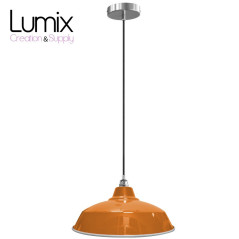 Suspension Bistrot métal Orange finition chromée